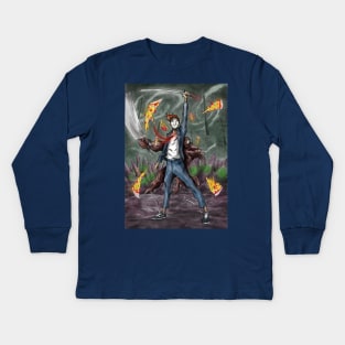 Fact Pizza Warrior on Vans Kids Long Sleeve T-Shirt